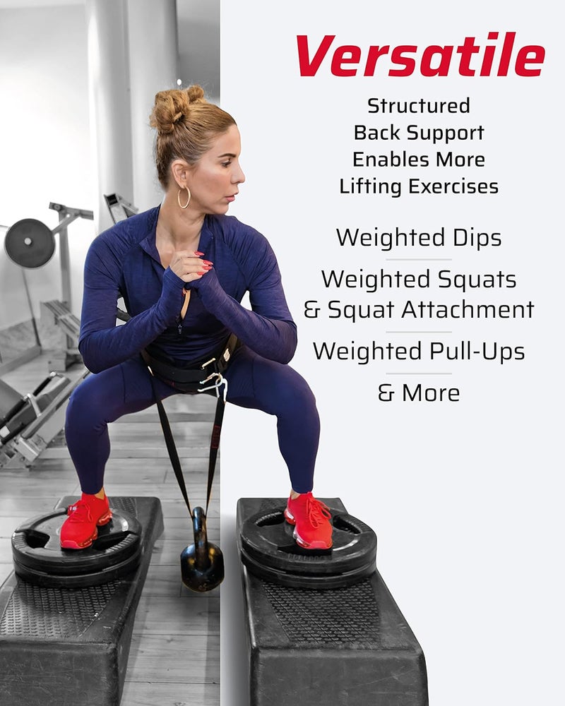 THEFITGUY Ultimate Dip Belt | Secure Closure - No Sliding Down | Structured Back Support | 45-Angle Rings - Comfort Dip Position | 40” Strap & 2 Snap Hooks - for Dips, Pull Ups, Squats, Weight Lifting - Image 4
